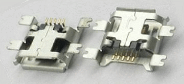 MicroUSB 5P母SMT沉板0.70mm 四脚全贴