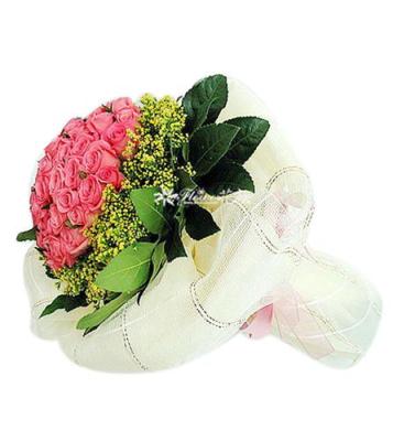 27朵白色精美包装粉玫瑰鲜花在线下单订购