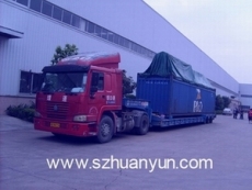 深圳低平板拖车 超高超宽框架箱开顶箱运输