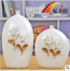镂空白瓷贴花花瓶摆件 家居装饰欧式花瓶