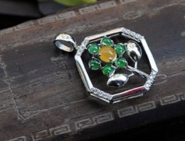 緬甸天然翡翠A貨925銀渡白金三彩
